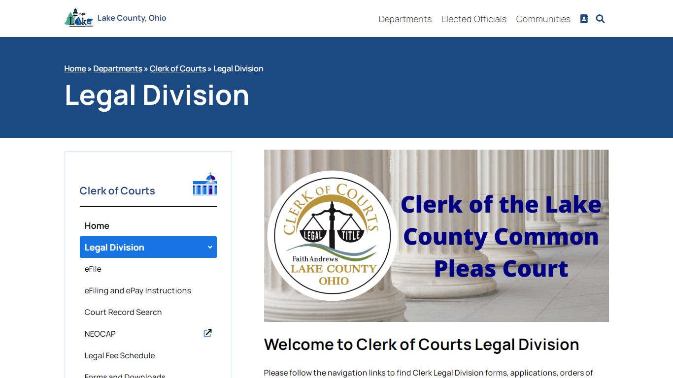 Legal Division – Clerk of Courts - Lake County, Ohio