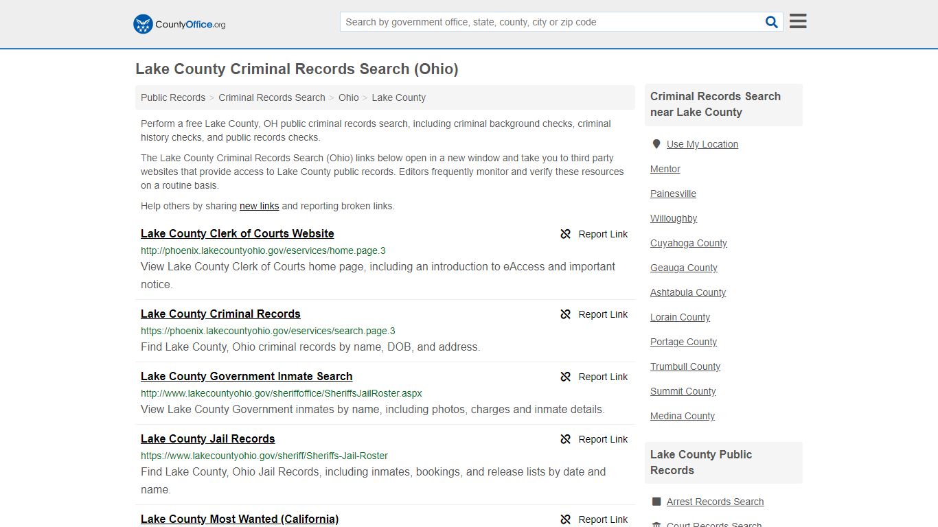 Criminal Records Search - Lake County, OH (Arrests, Jails ...
